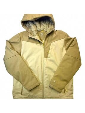 Orage Two-Tone Hooded Winter Jacket in Tan and Beige